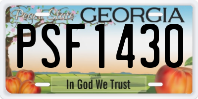 GA license plate PSF1430