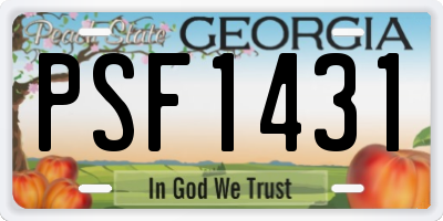 GA license plate PSF1431