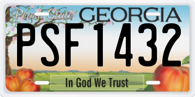 GA license plate PSF1432