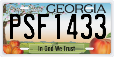 GA license plate PSF1433