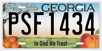 GA license plate PSF1434