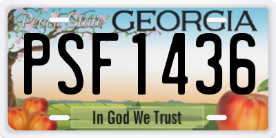GA license plate PSF1436