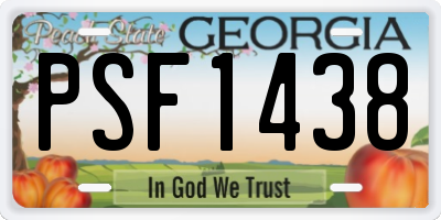 GA license plate PSF1438