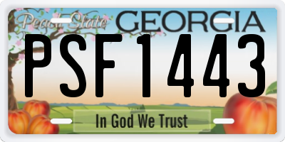 GA license plate PSF1443