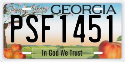GA license plate PSF1451