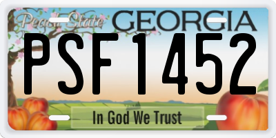 GA license plate PSF1452