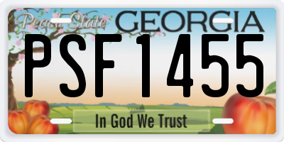 GA license plate PSF1455