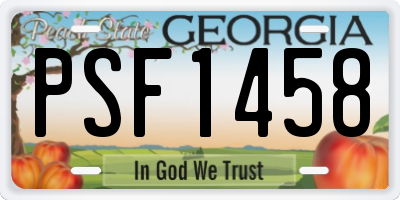 GA license plate PSF1458