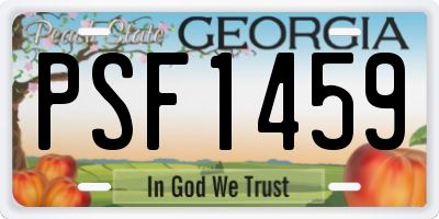 GA license plate PSF1459