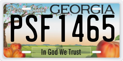 GA license plate PSF1465