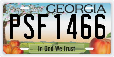 GA license plate PSF1466