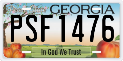 GA license plate PSF1476