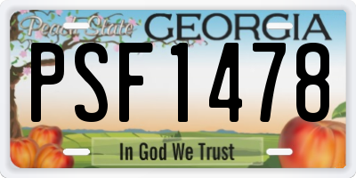 GA license plate PSF1478