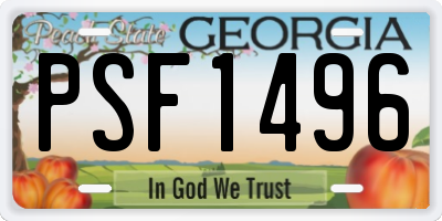 GA license plate PSF1496