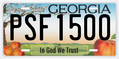 GA license plate PSF1500