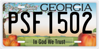 GA license plate PSF1502