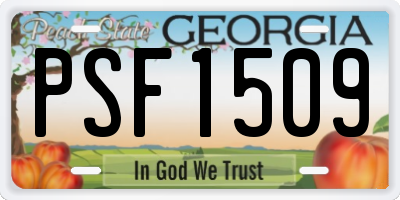 GA license plate PSF1509