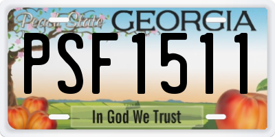 GA license plate PSF1511