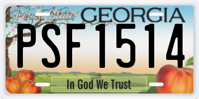 GA license plate PSF1514