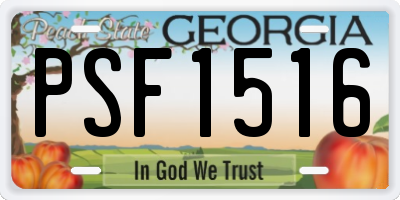 GA license plate PSF1516