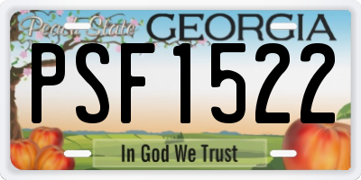 GA license plate PSF1522
