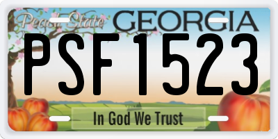 GA license plate PSF1523