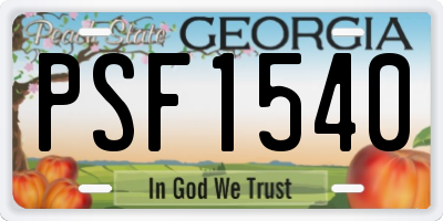GA license plate PSF1540