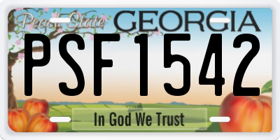 GA license plate PSF1542
