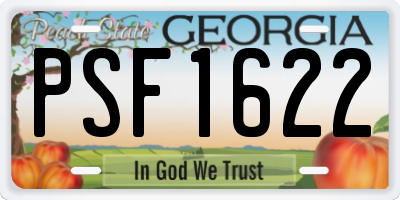GA license plate PSF1622