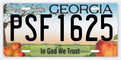 GA license plate PSF1625
