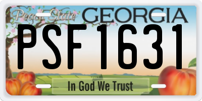 GA license plate PSF1631