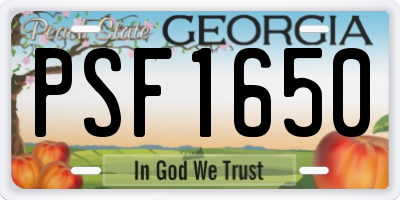 GA license plate PSF1650