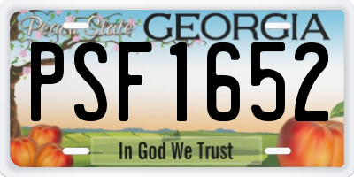 GA license plate PSF1652
