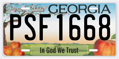GA license plate PSF1668