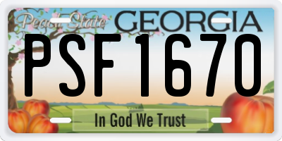 GA license plate PSF1670