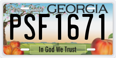 GA license plate PSF1671