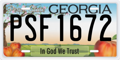 GA license plate PSF1672