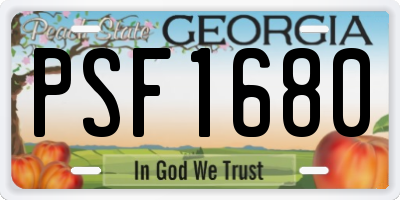 GA license plate PSF1680