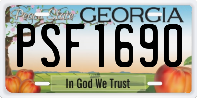 GA license plate PSF1690