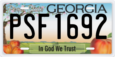 GA license plate PSF1692