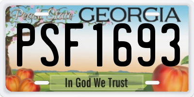 GA license plate PSF1693