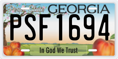 GA license plate PSF1694