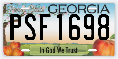 GA license plate PSF1698