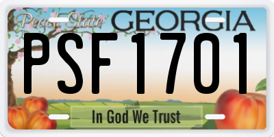 GA license plate PSF1701