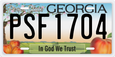 GA license plate PSF1704