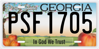 GA license plate PSF1705