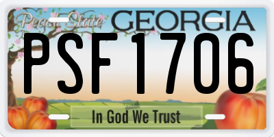 GA license plate PSF1706