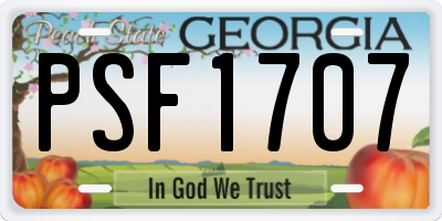 GA license plate PSF1707