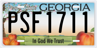 GA license plate PSF1711
