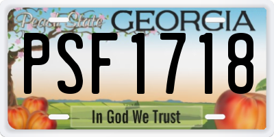 GA license plate PSF1718